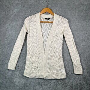 Mossimo Cardigan Cream Long Sleeve Open Front Fuzzy Knit Sweater‎